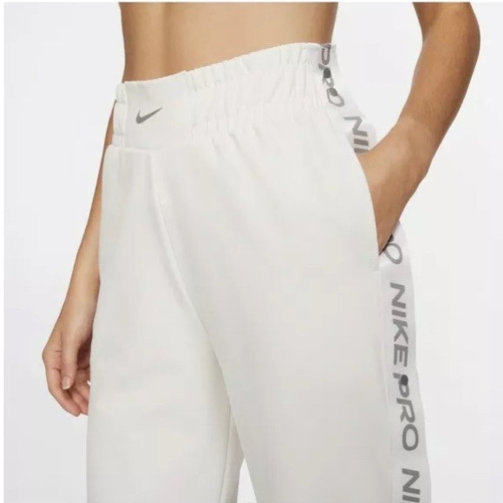 New NIKE WOMEN’S XXL PRO TEAR AWAY PANTS Loose Bone Ivory Workout - Picture 2 of 10